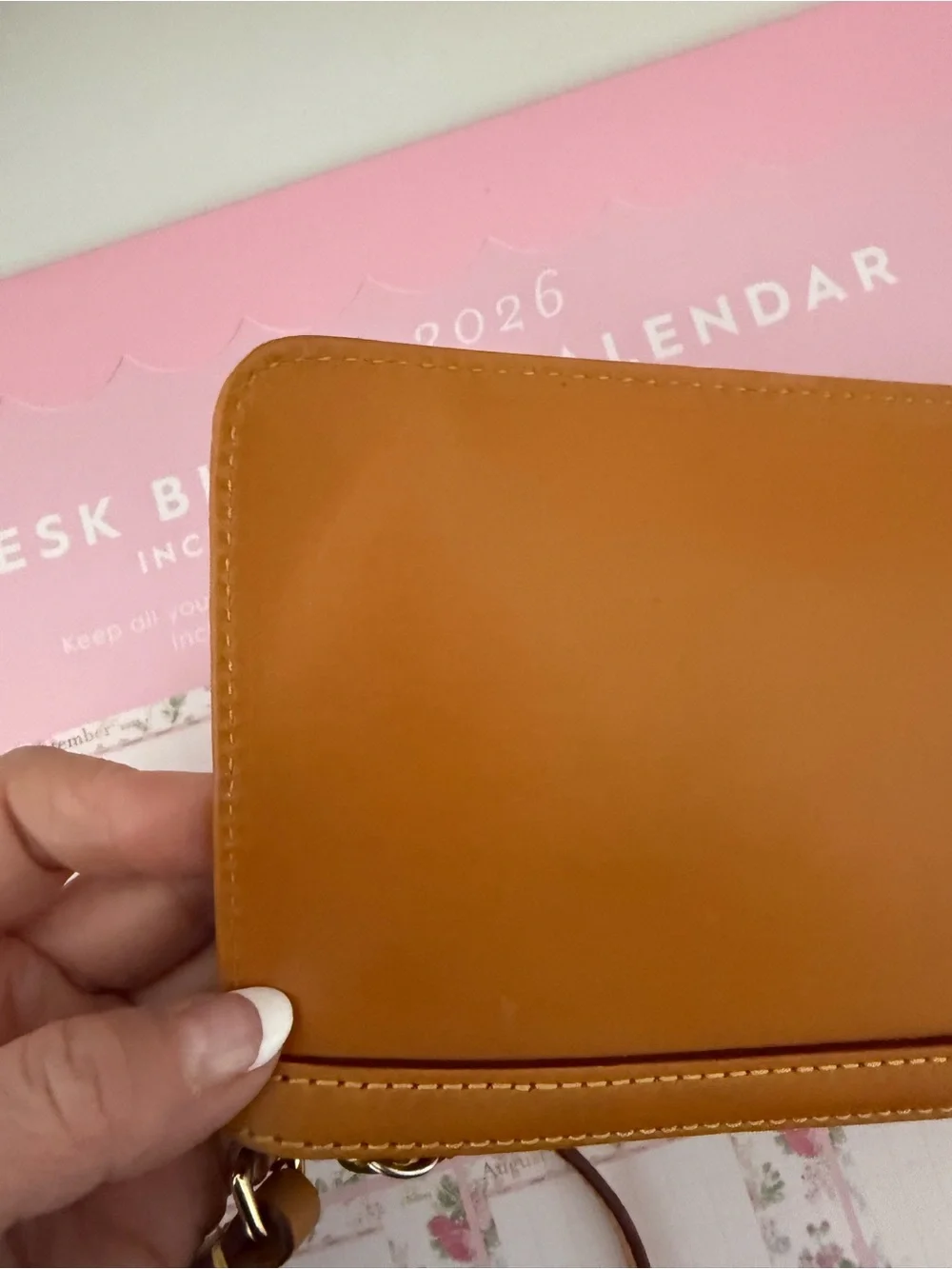 Dooney & Bourke Caramel Brown Leather Wristlet.